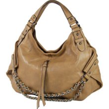 Fashion Designer Inspired Braided Style Hobo Handbag Purse Khaki