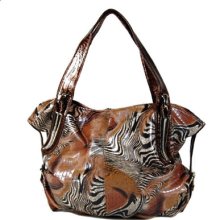 Fashion Designer Inspired Zebra Style Hobo Handbag Purse Brown
