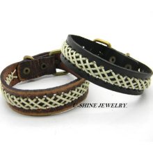 Fashion Mens Women National Handmade Braid Rope Leather Charm Wristband Bracelet