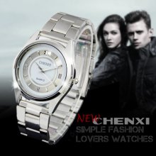 Fashion Roman Number Dial Mens Quartz Stainless Steel Band Strap Wristwatch