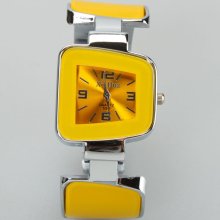 Fashion Wristwatch Gift Ladies Bracelet Digital Wrist Watch Yellow