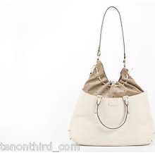 Fendi 'b Fab' Leather And Suede Drawstring Tote Bag Ivory $2200