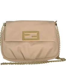 fendi: beige clutch with chain