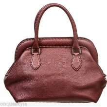 Fendi Burgundy Leather Selleria Doctor Handbag