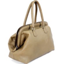 Fendi Selleria Handbag - Light Olive Leather Doctor Frame Satchel