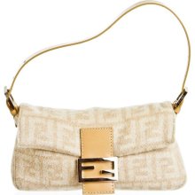 Fendi Tan Fabric Pochette Handbag