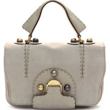 Fendi Taupe Stamped Nubuck Leather Secret Code Satchel Handbag