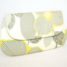 Floral Clutch in Grey, Yellow and Linen