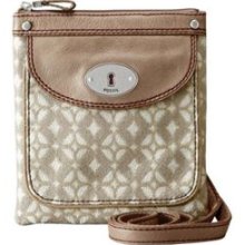 Fossil Handbag Maddox Signature Minibag Metallic Ivory Purse Crossbody