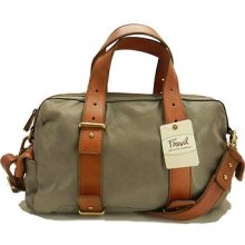 Fossil Leather Handbag Ash Gray Mason Top Zip Convertible Satchel
