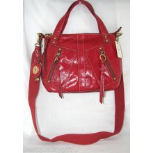 Fossil Red Monika Leather Satchel Crossbody Handbag,purse-new+tag