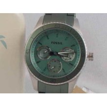 Fossil Women's Green Aluminum Stella Multi Function Watch Es3039 $135