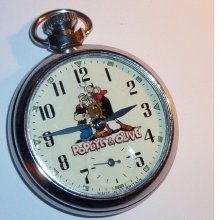 Free Worldwide Tracked Shipping.....Vintage Popeye and Olive character dial pocket watch