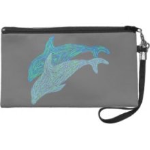 Fun Dolphin Art Wristlet Purse Clutch