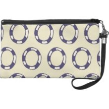 Fun Purple White Circle Life Preservers Pattern Wristlet Clutch