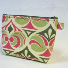 Gadget Bag Cosmetic Bag Joel Dewberry Fabric Zipper Pouch Makeup Bag Cotton Zip Pouch Spade Damask Celery Green Handmade MTO