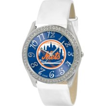 Game Time Watch, Womens New York Mets White Leather Strap 40mm Mlb-gli