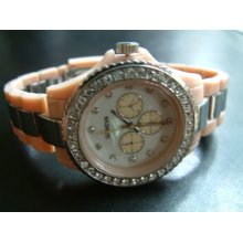 Geneva Cream -crystal Mk Look Quartz Watch
