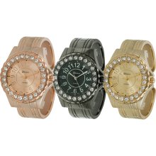 Geneva Platinum Women's Rhinestone-accented Cuff Watch (Copper)