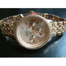 Geneva Rose Goldtone, Chrono Look Quartz Watch