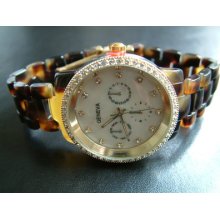 Geneva Tortoise Chrono Ceramic Mk Look Crystal Watch Quartz