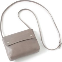 Genuine Leather Small Crossbody Purse in Taupe, adjustable strap, H12xW15xD3 cm, handbag, leather clutch, shoulder bag