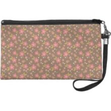 Girly delicate flowers vintage floral pattern Wristlet Clutches