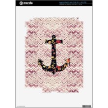 Girly floral nautical anchor & purple cute chevron Decals For Ipad 3