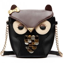 Glittering Owl Shoulder Bag-black