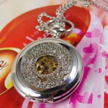 golden mechanical silver steampunk Pocket Watch flower Antique classics delicacy wp021