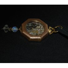 Gorgeous Antique Watch Movement Necklace with Gold Toned Watch Case Pendant