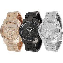 Gp By Brinley Co. Women's Rhinestone Accented Chronograph-style Link Watch