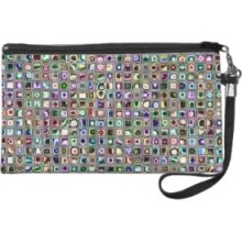 Green-Blue 'Bijoux' Textured Mosaic Tiles Pattern Wristlet Clutches