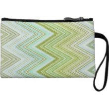 Green Gold Chevron Zigzag Glitter Photo Print Wristlet Clutch