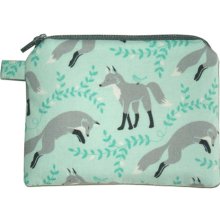 Grey Fox Zipper Coin Purse small Padded Pouch