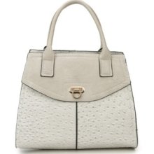 Grey Ladies Handbag Shoulder Bag Mock Croc Faux Leather Design