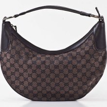 Gucci Canvas And Leather Brown Hobo Handbag 257297 - Authentic