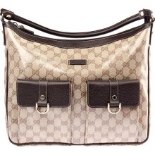 Gucci Crystal Collection D Ring 2 Pocket Shoulderbag - Beige/Ebony