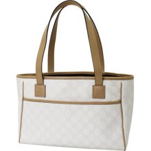 Gucci Gg Coating Canvas Tote Bag White/beige 28538