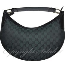 Gucci Half Moon Green Canvas Leather Gg 257297 Guccissima Hobo Purse Handbag