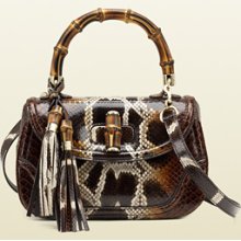 Gucci new bamboo python top handle bag