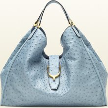 Gucci soft stirrup ostrich shoulder bag