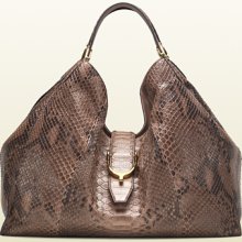 Gucci soft stirrup pink tan python shoulder bag