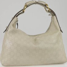 Gucci White Guccissima Leather Chain Medium Horsebit Hobo Bag