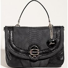 Guess Cool Classic Medium Black* Flap Bag Matte snake-embossed vinyl ext WOW