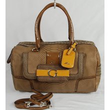 Guess Fallon Women's Cognac Box Satchel Top Handle Shoulder Bag Handbag