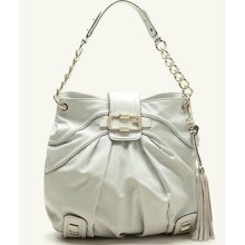 Guess Lorraine Large Hobo Tote Shopper Handbag Purse Chalk White W/ Tassel