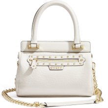 GUESS Textured-Leather Small Satchel, MILK