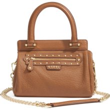 GUESS Textured-Leather Small Satchel, COGNAC