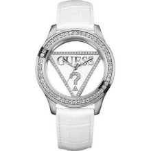 Guess Women White Strap Transparent Dial Watch U95114l1 W10216l1 W/ Guess Box